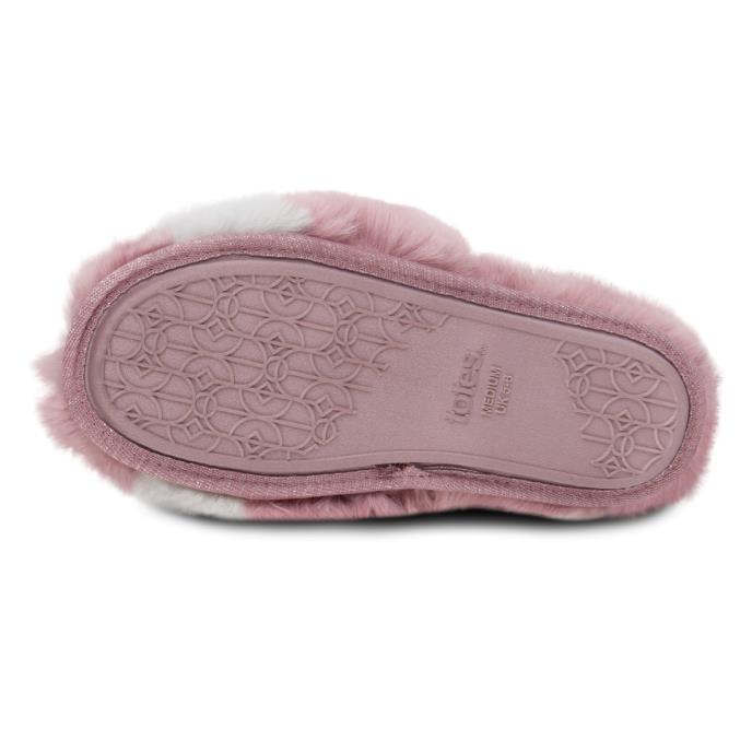 totes toasties® Ladies Faux Fur Slider Slippers Pink Extra Image 6